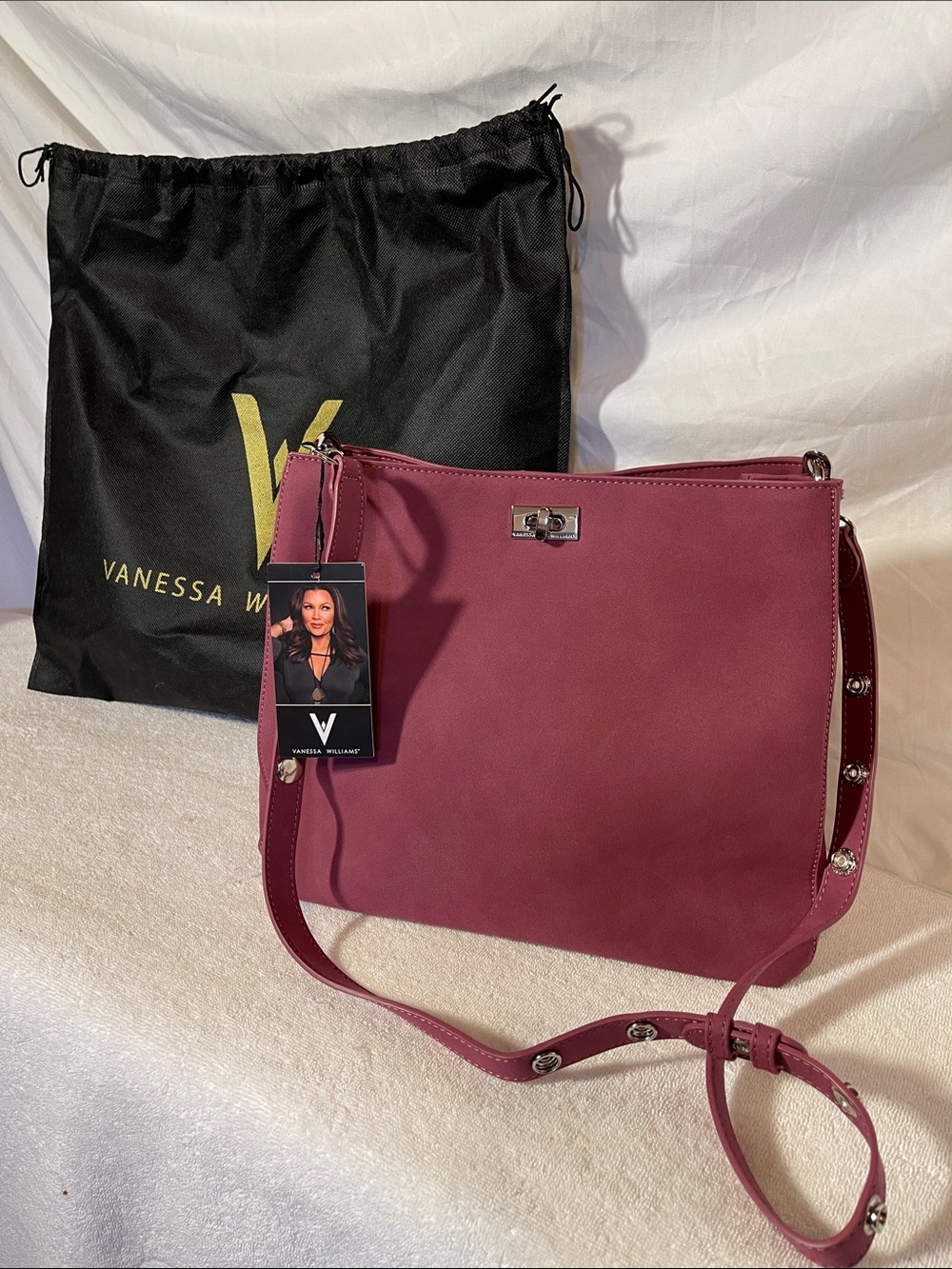 Vanessa Williams Plum Leather Crossbody Bag